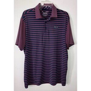 Under Armour The Playoff Polo Short Sleeve Shirt Mens Large Golf Navy/Red